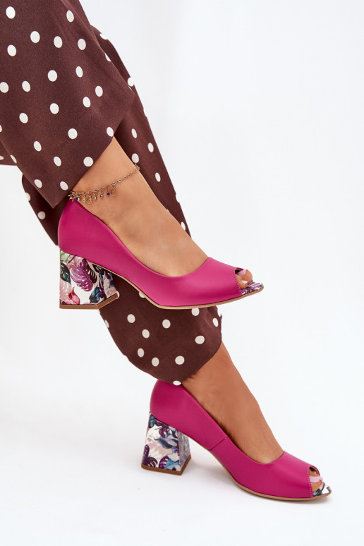 Kožené Topánky so zdobenými podpätkami LeInski Shoes 2608/K Ružová Kožené Topánky so zdobenými podpätkami LeInski Shoes 2608/K Ružová