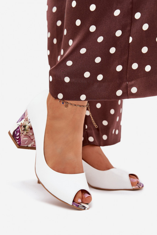 Kožené Topánky so zdobenými podpätkami LeInski Shoes 2608/K biela farba Kožené Topánky so zdobenými podpätkami LeInski Shoes 2608/K biela farba