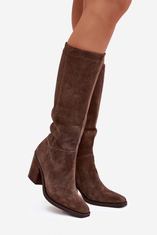 zo semišu čižmy s podpätkami Zamknúť Hnedá farba Lissara