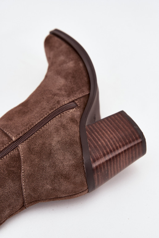 zo semišu čižmy s podpätkami Zamknúť Hnedá farba Lissara