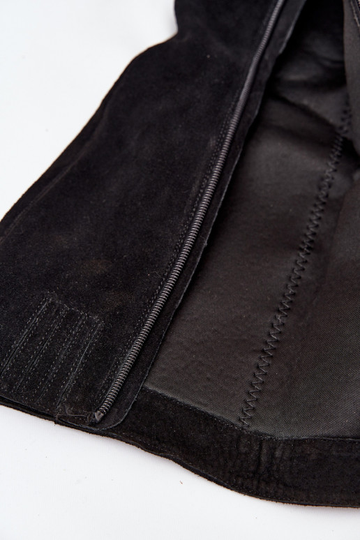 zo semišu čižmy s podpätkami Zamknúť čierna Lissara