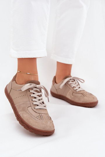 Kožené Dámske Topánky Barefoot Zazoo N1277S2 béžová 2