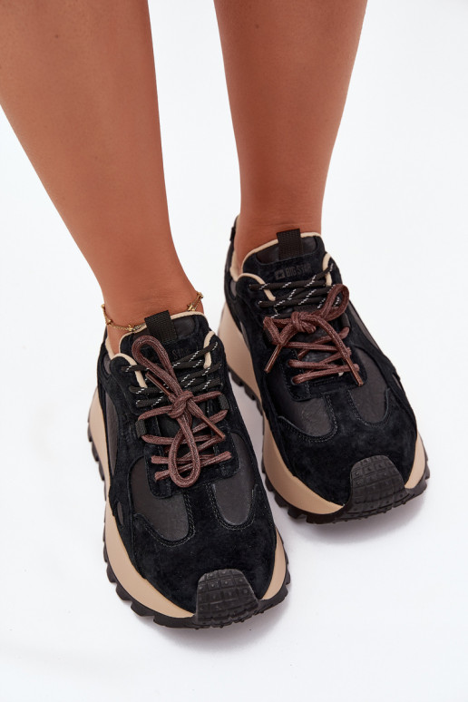 Kožené Tenisky model obuvi s platformou Dámske Big Star SS274628 HI-POLY SYSTEM čierna