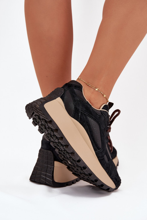 Kožené Tenisky model obuvi s platformou Dámske Big Star SS274628 HI-POLY SYSTEM čierna