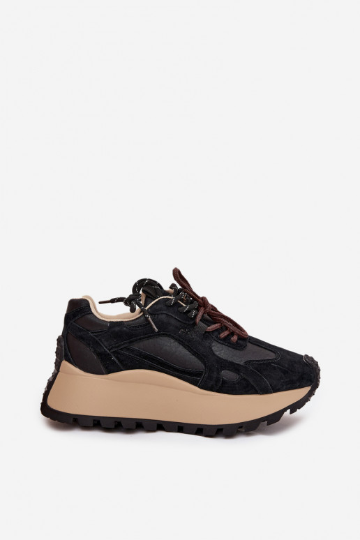 Kožené Tenisky model obuvi s platformou Dámske Big Star SS274628 HI-POLY SYSTEM čierna