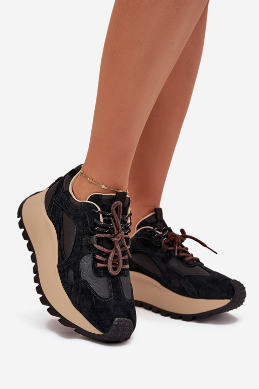 Kožené Tenisky model obuvi s platformou Dámske Big Star SS274628 HI-POLY SYSTEM čierna