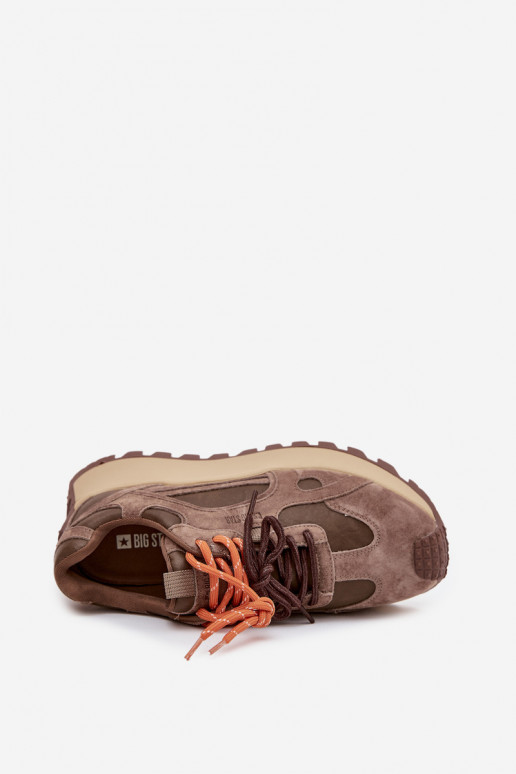 Kožené Tenisky model obuvi s platformou Dámske Big Star SS274627 HI-POLY SYSTEM béžová