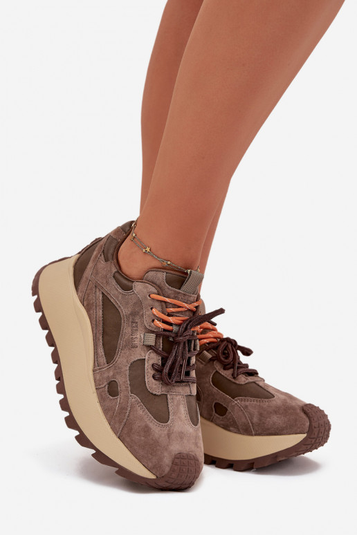 Kožené Tenisky model obuvi s platformou Dámske Big Star SS274627 HI-POLY SYSTEM béžová