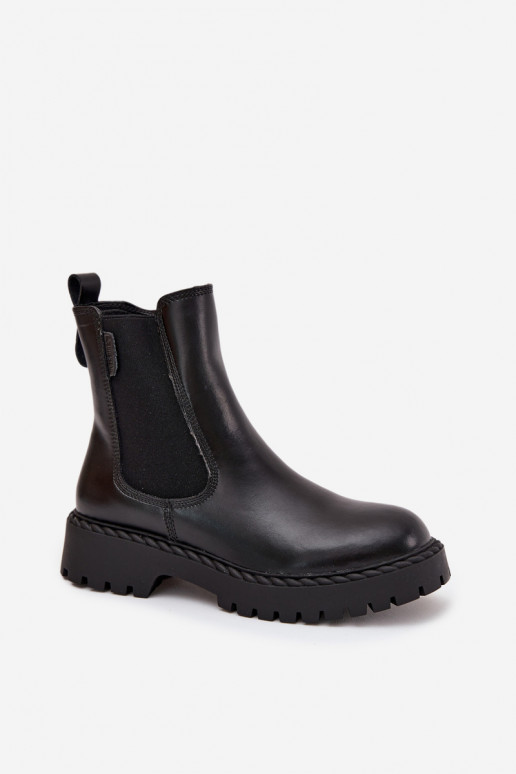 Kožené štýlové čižmy Dámske zahriať sa Zapnuté Hrad Big Star OO274109 čierna