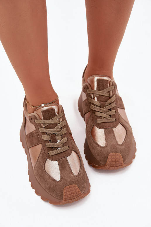 zo semišu Tenisky model obuvi Dámske zahriať sa s platformou Big Star OO274A218 HI-POLY SYSTEM Hnedá farba zo semišu Tenisky model obuvi Dámske zahriať sa s platformou Big Star OO274A218 HI-POLY SYSTEM Hnedá farba