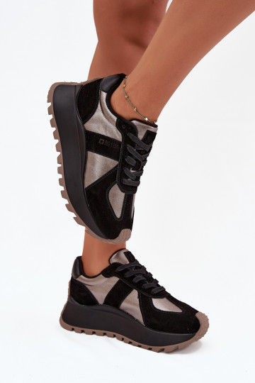 zo semišu Tenisky model obuvi Dámske zahriať sa s platformou Big Star OO274A217 HI-POLY SYSTEM čierna