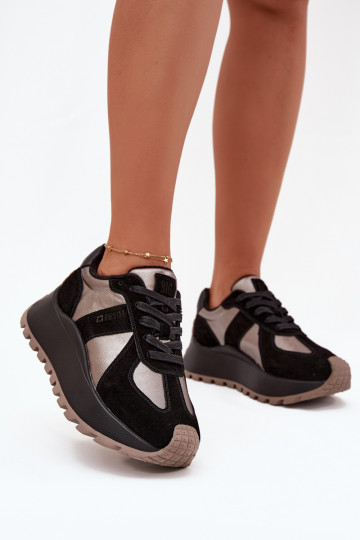 zo semišu Tenisky model obuvi Dámske zahriať sa s platformou Big Star OO274A217 HI-POLY SYSTEM čierna 2