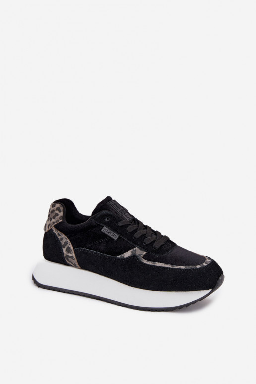 zo semišu Tenisky model obuvi Dámske Big Star OO274A312 HI-POLY SYSTEM čierna so vzormi leopardej kožušiny