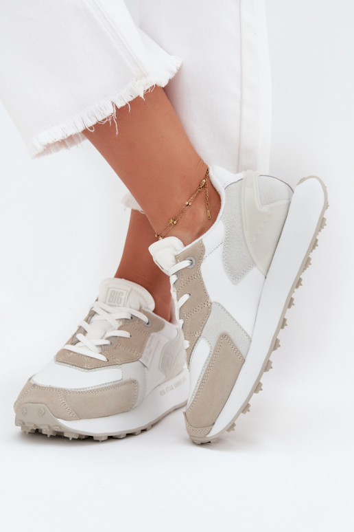 Kožené Tenisky model obuvi Dámske Big Star OO274563 Hi-Poly System biela farba