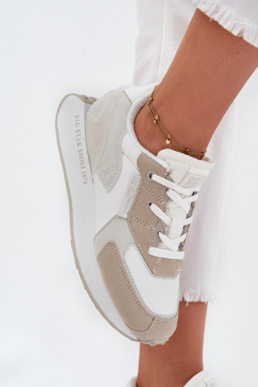 Kožené Tenisky model obuvi Dámske Big Star OO274563 Hi-Poly System biela farba