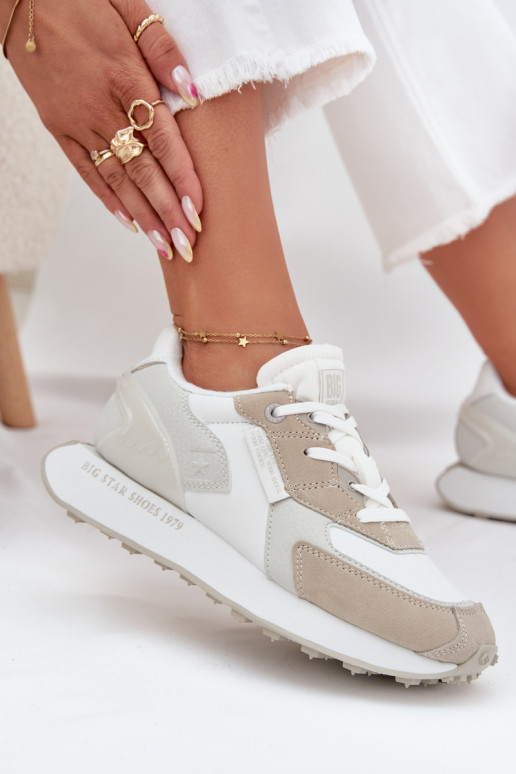 Kožené Tenisky model obuvi Dámske Big Star OO274563 Hi-Poly System biela farba