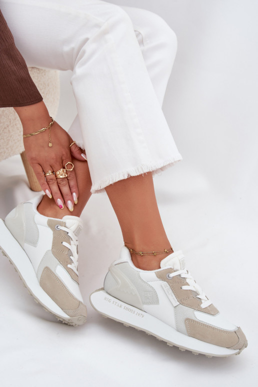 Kožené Tenisky model obuvi Dámske Big Star OO274563 Hi-Poly System biela farba