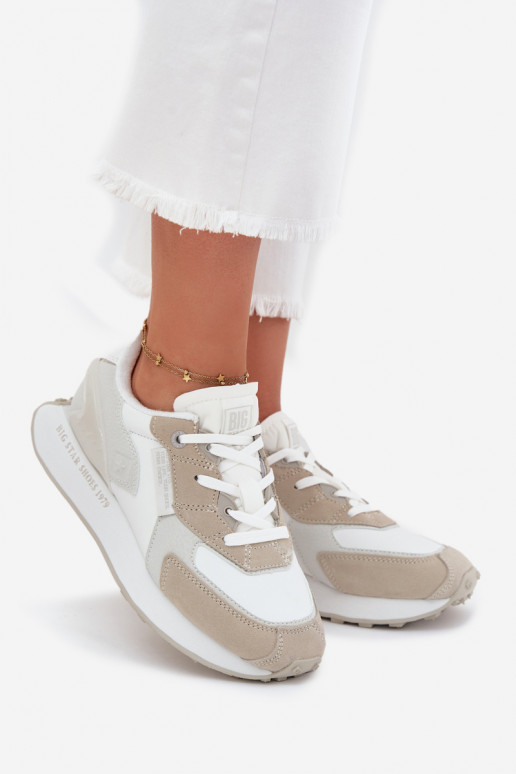 Kožené Tenisky model obuvi Dámske Big Star OO274563 Hi-Poly System biela farba