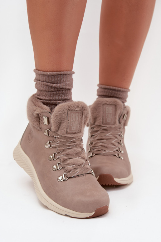 topánky Dámske s kožušinou Big Star MM274487 sivá