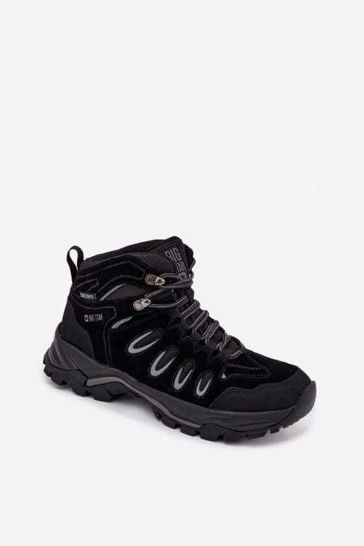 Kožené turistické topánky pánske Big Star OO17433 HI-POLY SYSTEM čierna
