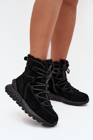 zo semišu Snehule Dámske s kožušinou Big Star SS274319 čierna 2
