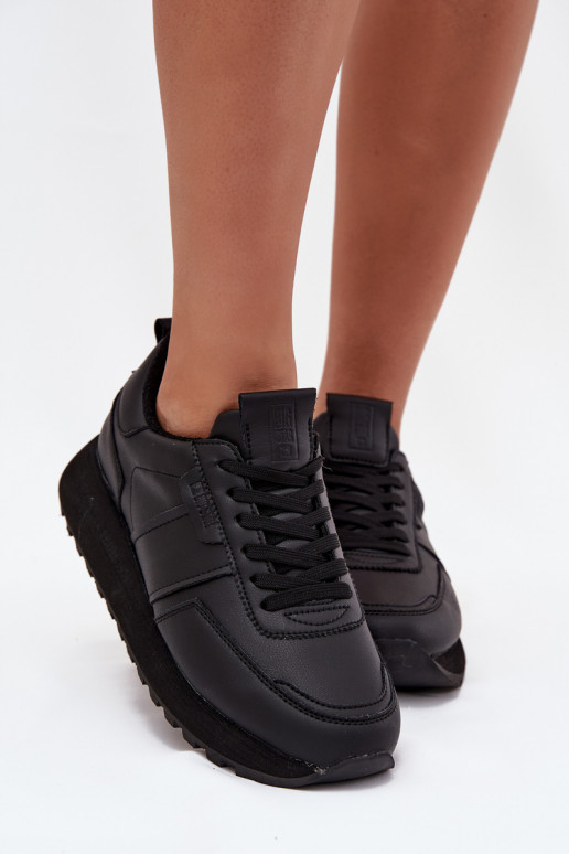 Kožené Tenisky model obuvi Dámske s platformou Big Star OO274573 Hi-Poly System čierna
