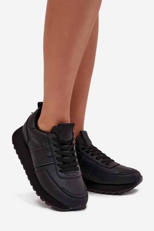 Kožené Tenisky model obuvi Dámske s platformou Big Star OO274573 Hi-Poly System čierna