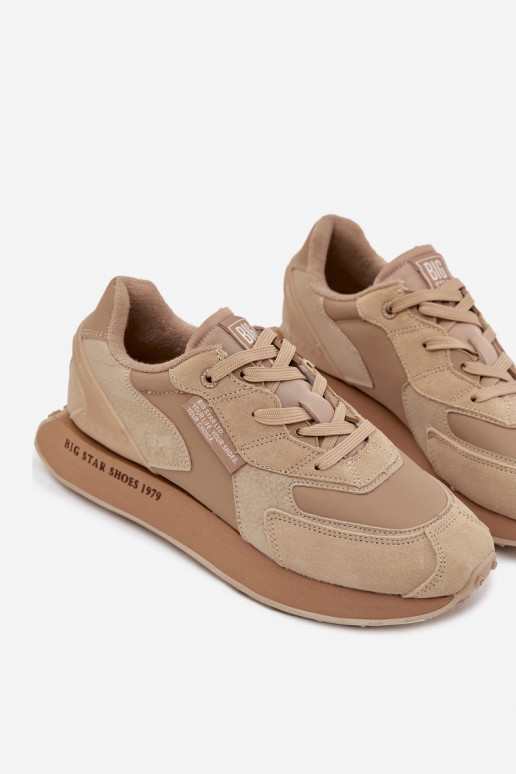 Kožené Tenisky model obuvi pánske Big Star OO174298 Hi-Poly System béžová