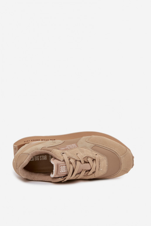 Kožené Tenisky model obuvi pánske Big Star OO174298 Hi-Poly System béžová