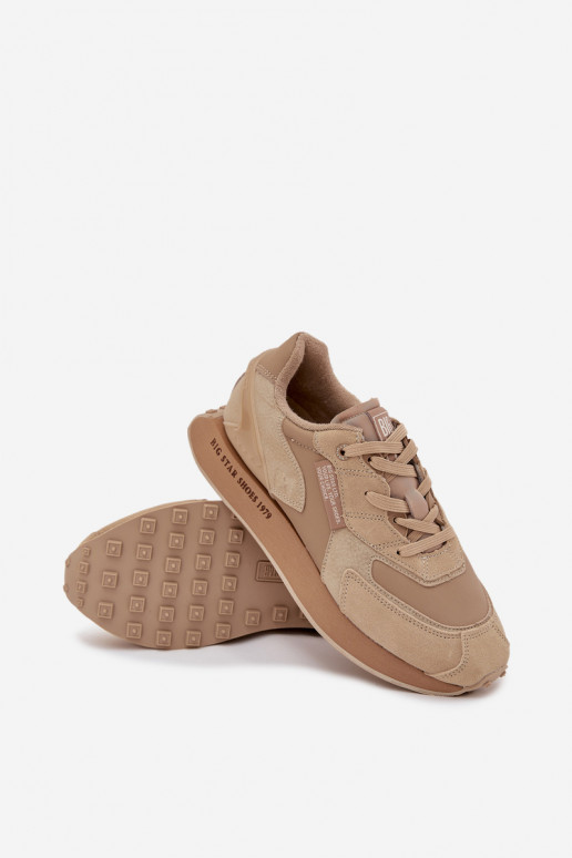 Kožené Tenisky model obuvi pánske Big Star OO174298 Hi-Poly System béžová