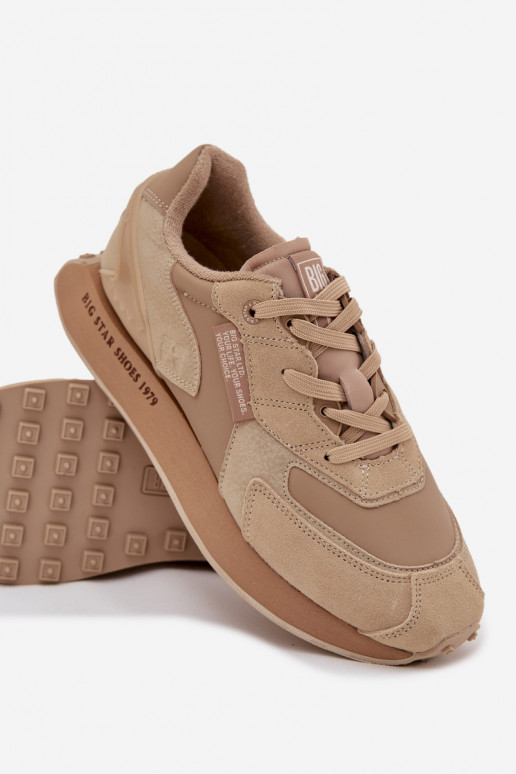 Kožené Tenisky model obuvi pánske Big Star OO174298 Hi-Poly System béžová