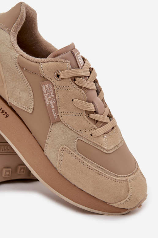 Kožené Tenisky model obuvi pánske Big Star OO174298 Hi-Poly System béžová