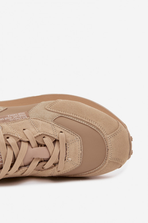 Kožené Tenisky model obuvi pánske Big Star OO174298 Hi-Poly System béžová