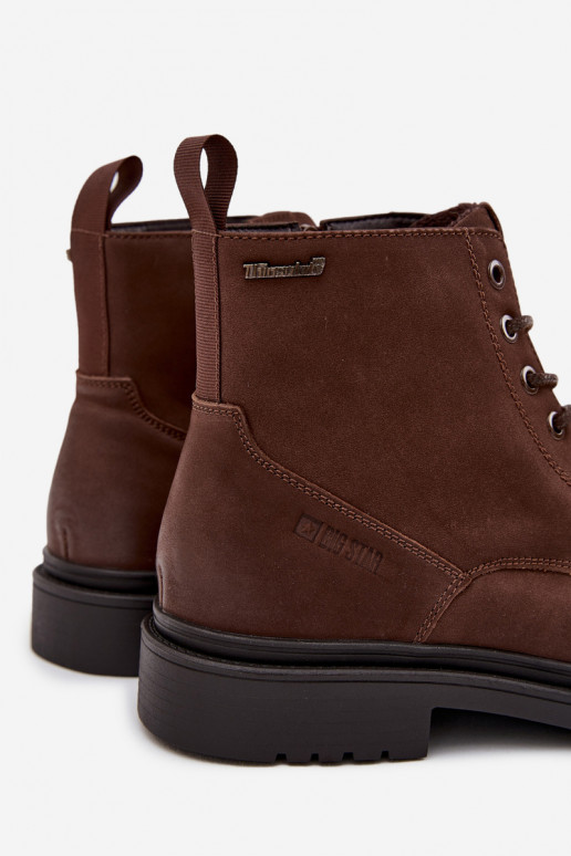 Kožené zahriať sa Čižmy pánske Zapnuté Hrad Big Star OO174149 CzekoladoIne