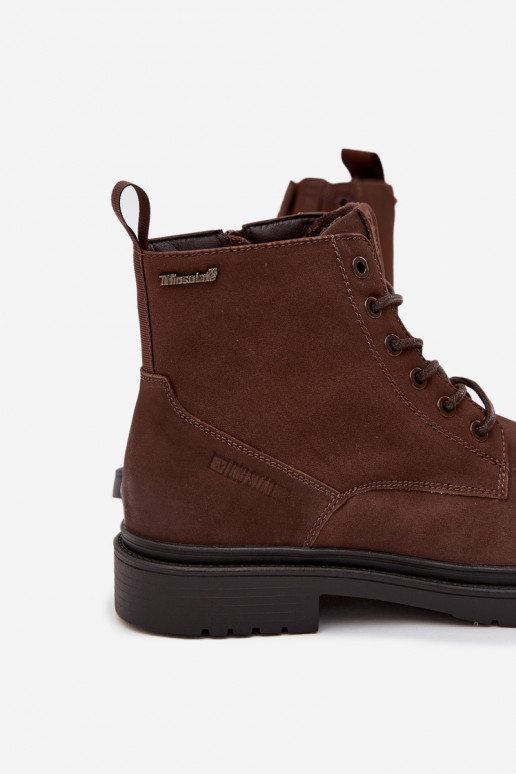 Kožené zahriať sa Čižmy pánske Zapnuté Hrad Big Star OO174149 CzekoladoIne