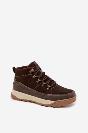 Semišové pánske turistické topánky Big Star SS174263 hnedé