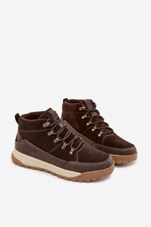 zo semišu turistické topánky pánske Big Star SS174263 Hnedá farba zo semišu turistické topánky pánske Big Star SS174263 Hnedá farba