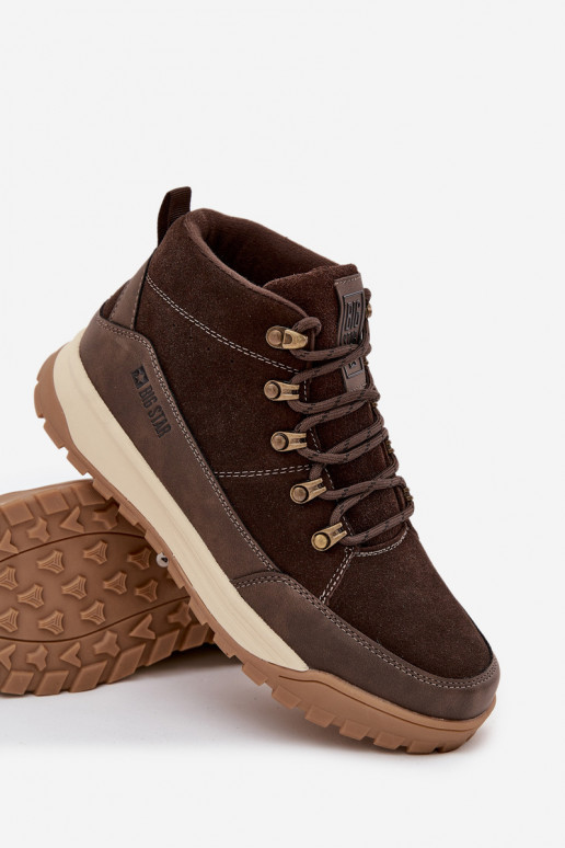 zo semišu turistické topánky pánske Big Star SS174263 Hnedá farba zo semišu turistické topánky pánske Big Star SS174263 Hnedá farba