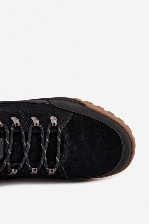 zo semišu turistické topánky pánske Big Star SS174265 čierna zo semišu turistické topánky pánske Big Star SS174265 čierna