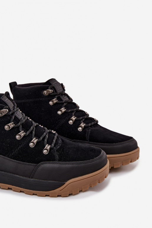 zo semišu turistické topánky pánske Big Star SS174265 čierna zo semišu turistické topánky pánske Big Star SS174265 čierna