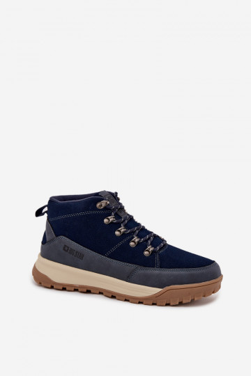 Semišové pánske turistické topánky Big Star SS174264 tmavomodré