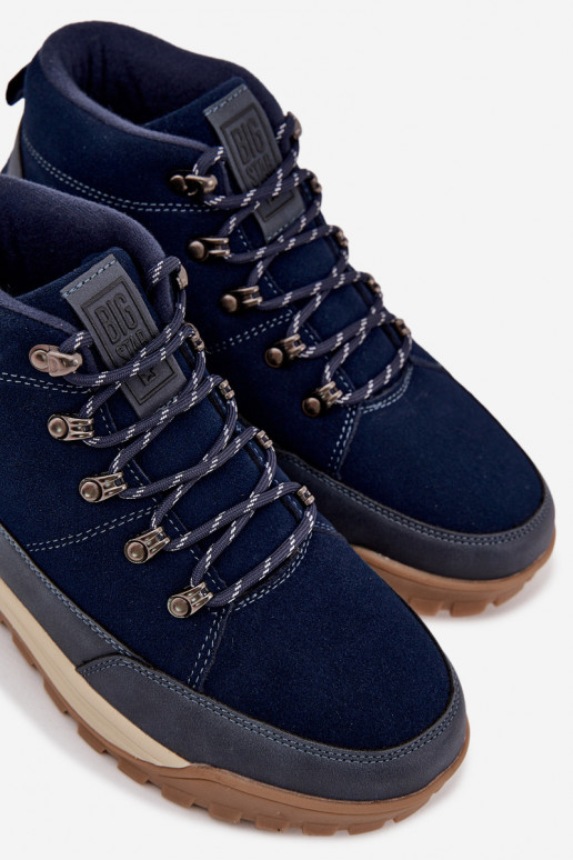 zo semišu turistické topánky pánske Big Star SS174264 tmavomodrá