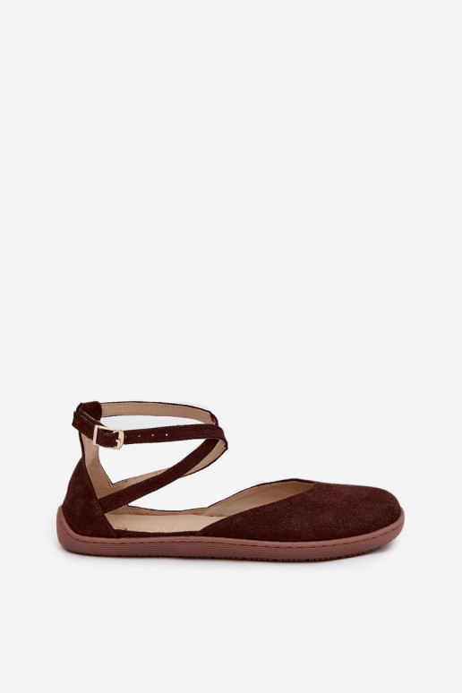 Semišové balerínky Dámske Barefoot S pruhmi Zazoo 191 CzekoladoIne Semišové balerínky Dámske Barefoot S pruhmi Zazoo 191 CzekoladoIne