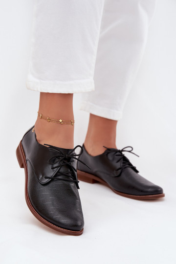 Odinové dámske elegantné topánky s šnúrkami Zazoo 4238 čierne 2