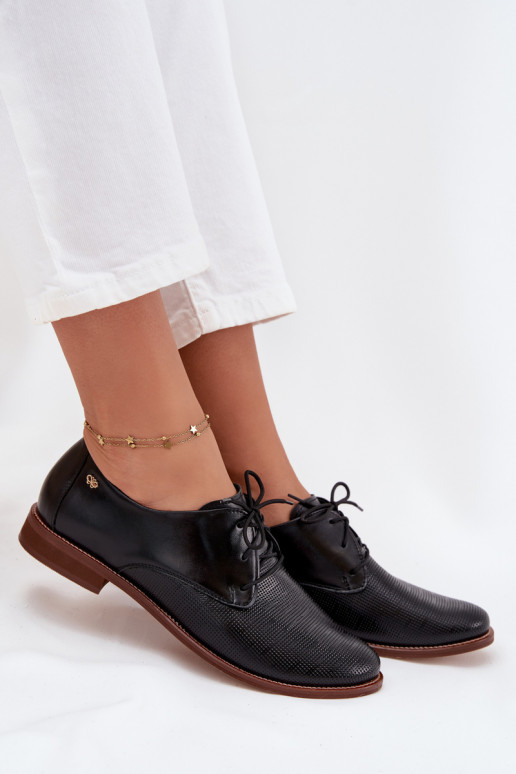 Kožené topánky Dámske Elegantný štýl so šnúrkami Zazoo 4238 čierna Kožené topánky Dámske Elegantný štýl so šnúrkami Zazoo 4238 čierna