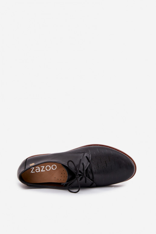 Kožené topánky Dámske Elegantný štýl so šnúrkami Zazoo 4238 čierna Kožené topánky Dámske Elegantný štýl so šnúrkami Zazoo 4238 čierna