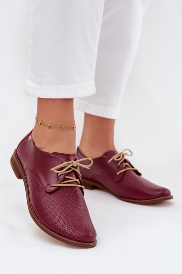 Odinové dámske elegantné topánky s šnúrkami Zazoo 4238 bordové 2