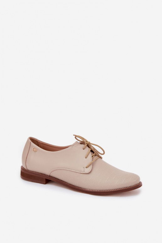 Kožené topánky Dámske Elegantný štýl so šnúrkami Zazoo 4238 béžová Kožené topánky Dámske Elegantný štýl so šnúrkami Zazoo 4238 béžová