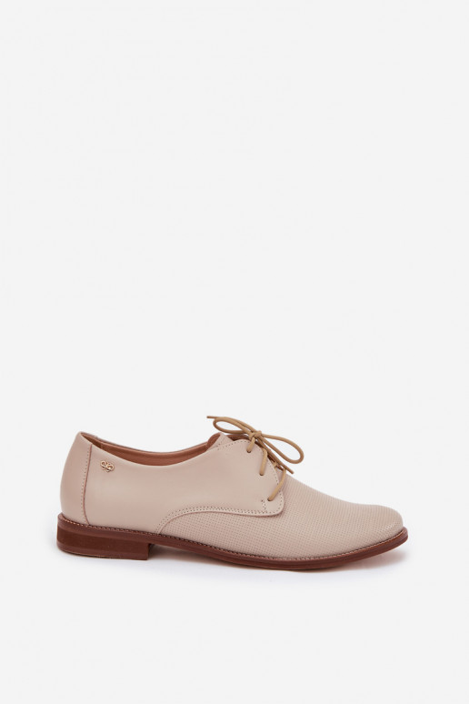 Kožené topánky Dámske Elegantný štýl so šnúrkami Zazoo 4238 béžová Kožené topánky Dámske Elegantný štýl so šnúrkami Zazoo 4238 béžová