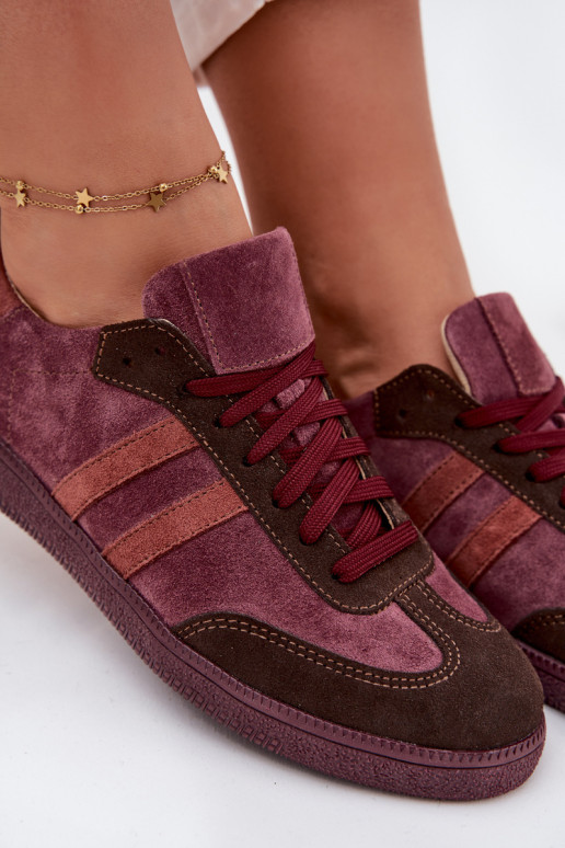 Zazoo N1068 zo semišu Nízka Tenisky model obuvi Dámske bordová